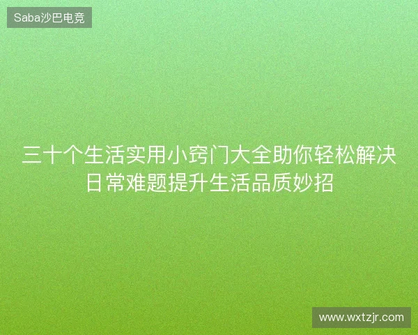 三十个生活实用小窍门大全助你轻松解决日常难题提升生活品质妙招