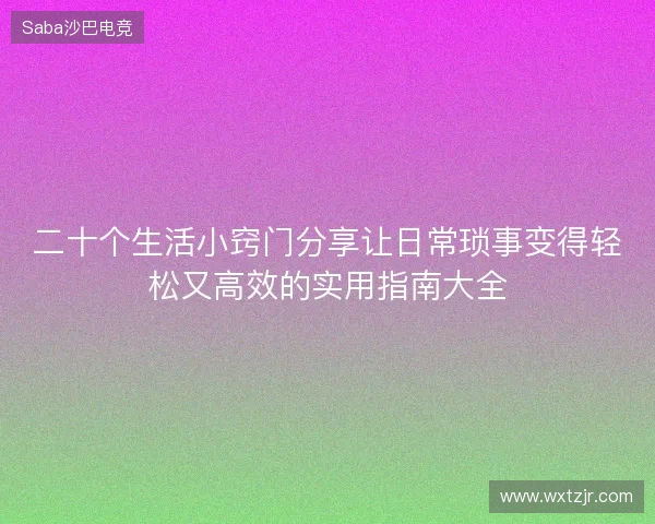 二十个生活小窍门分享让日常琐事变得轻松又高效的实用指南大全