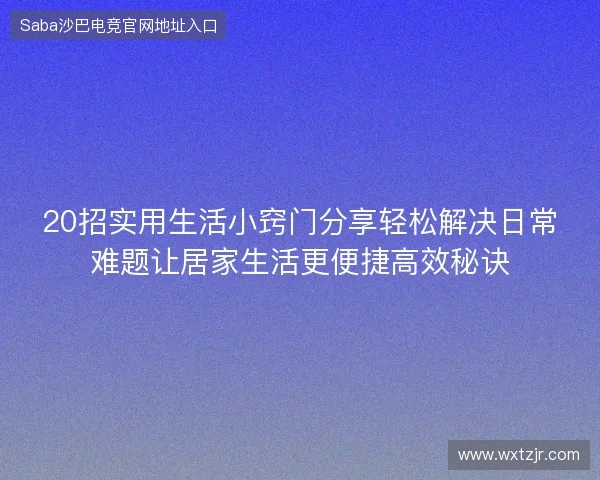 20招实用生活小窍门分享轻松解决日常难题让居家生活更便捷高效秘诀