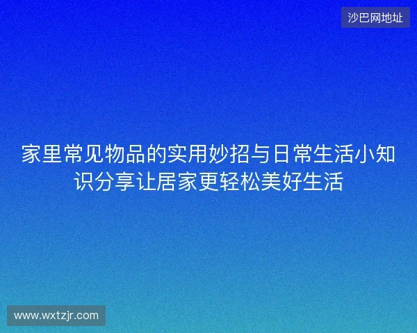 家里常见物品的实用妙招与日常生活小知识分享让居家更轻松美好生活